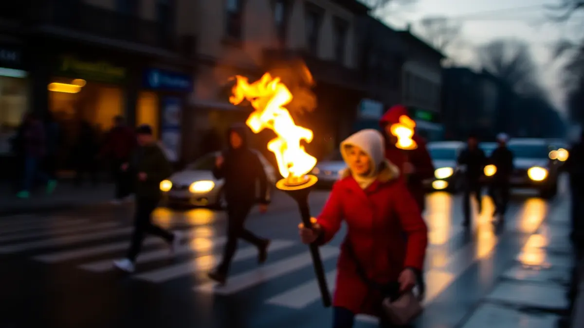 Imatge genèrica d'una flama sent transportada en un esdeveniment cultural.