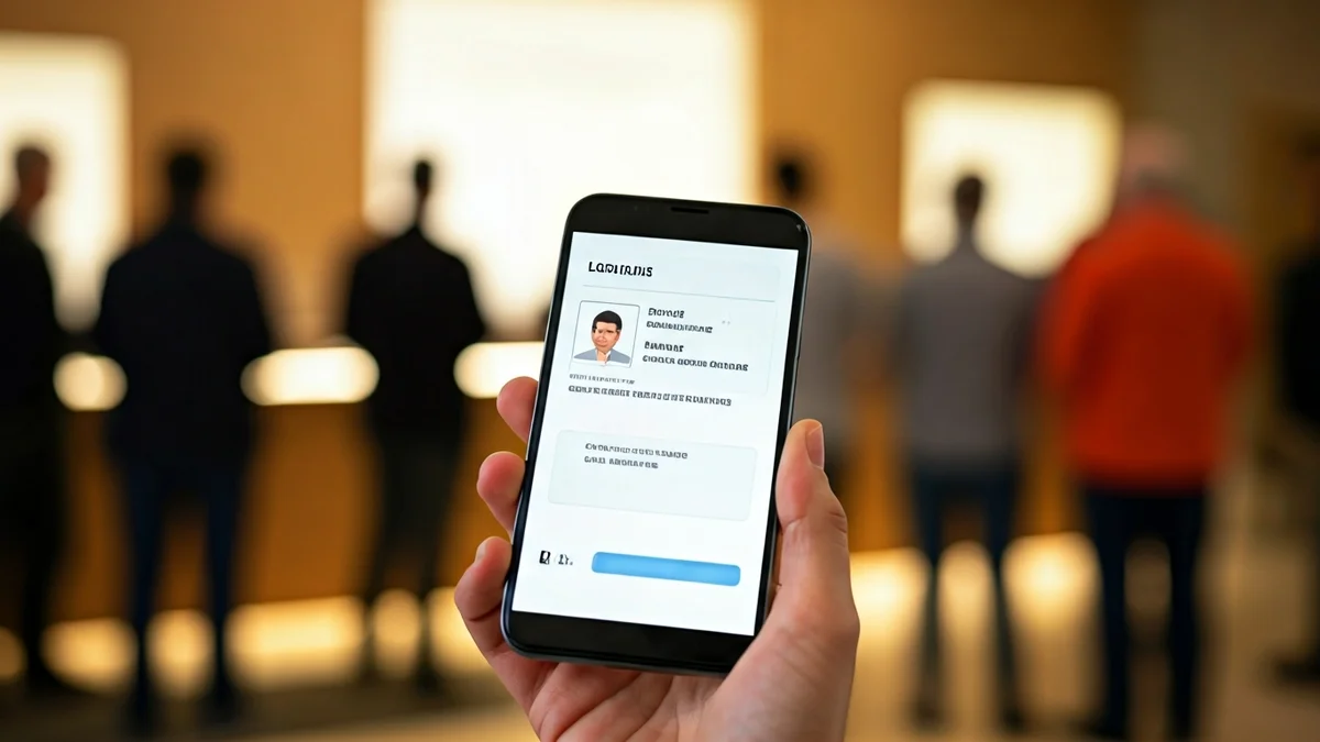 Imatge genèrica d'un telèfon mòbil mostrant un DNI digital en una mà.