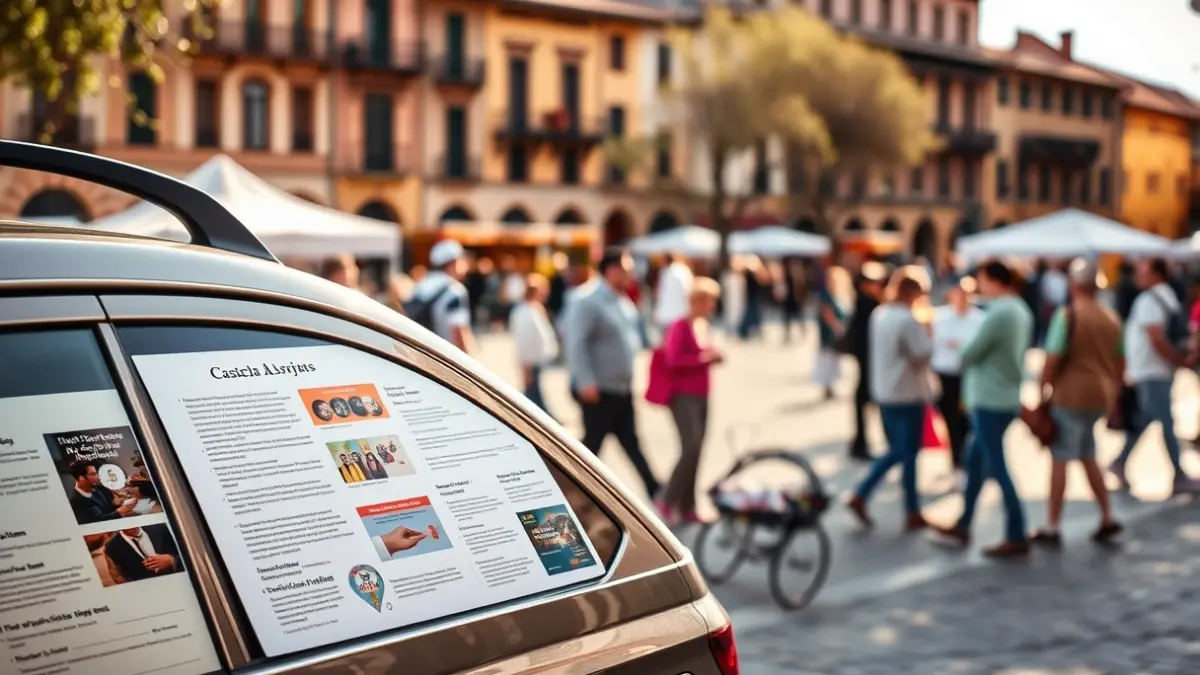 Vehículo informativo del Gobierno en una feria de primavera en Puigcerdà.