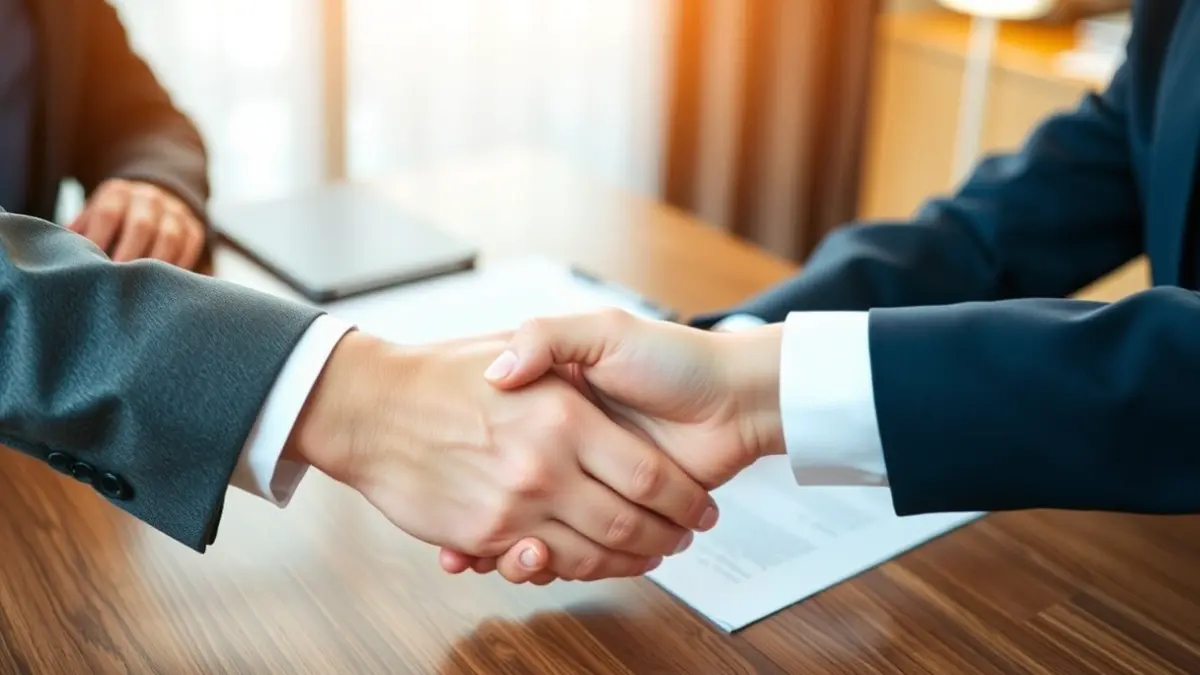 Imatge genèrica de dues mans encaixant sobre un escriptori, simbolitzant un acord.