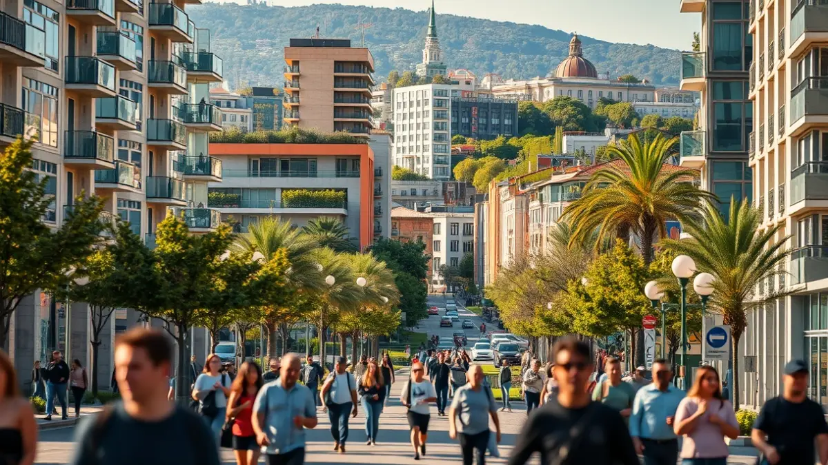 Imatge genèrica d'un paisatge urbà modern i regenerat amb espais verds i edificis nous.