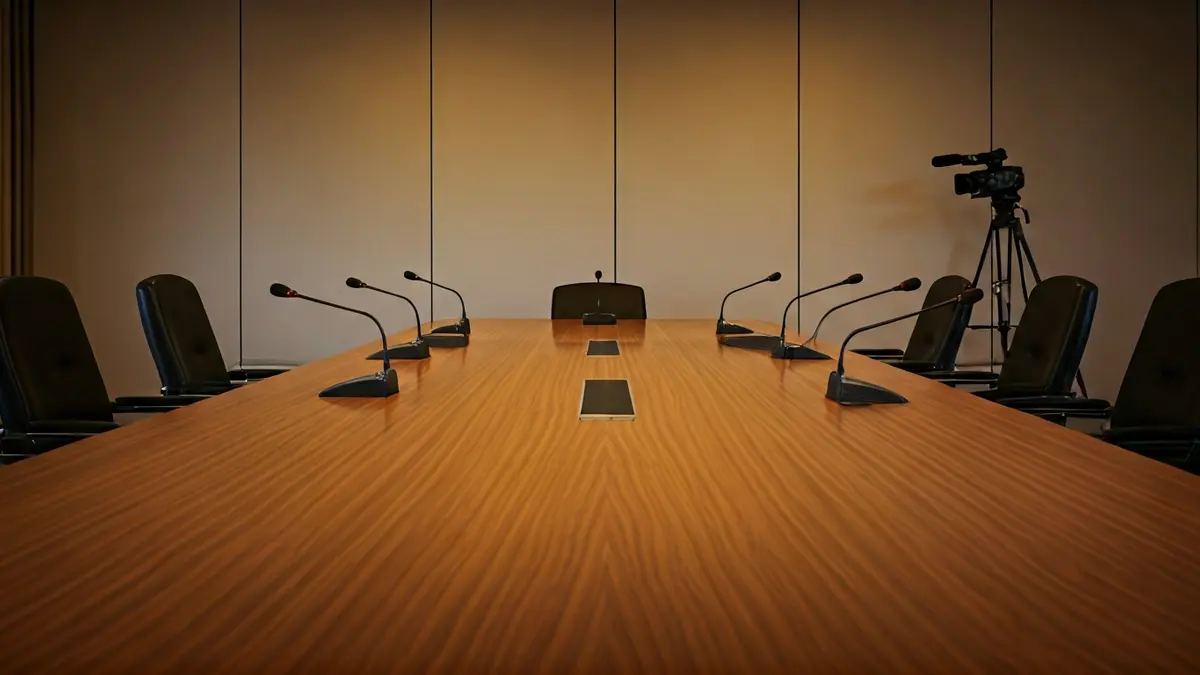 Imatge genèrica d'una sala de reunions o conferències de premsa.