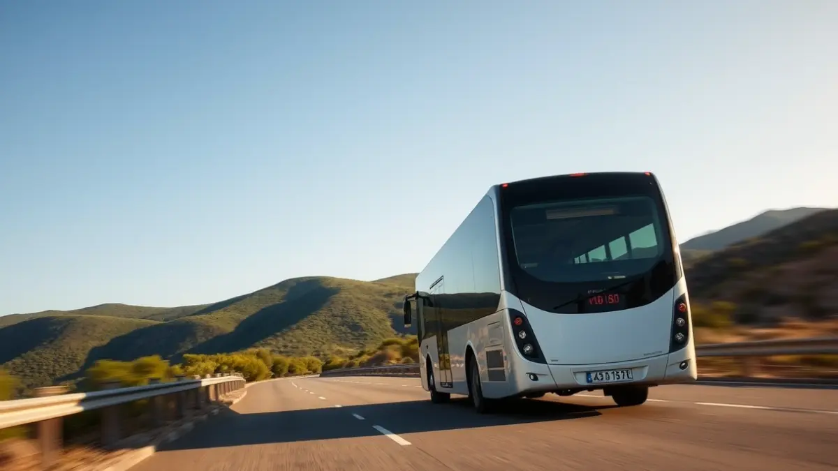 Imagen genérica de un autobús interurbano circulando por una carretera.