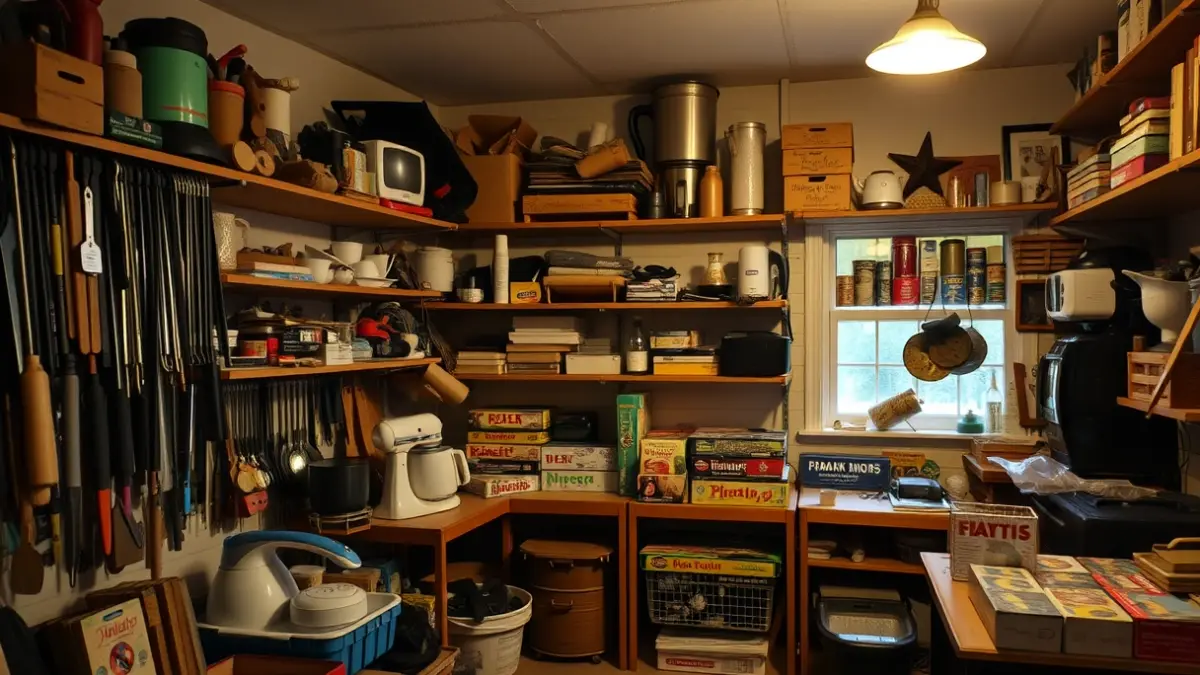 Image of a library of things with shelves full of tools and appliances for sharing.