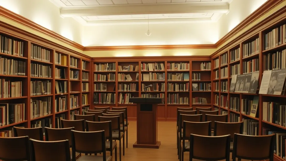 Imatge genèrica d'un espai d'exposició amb documents històrics i fotografies.