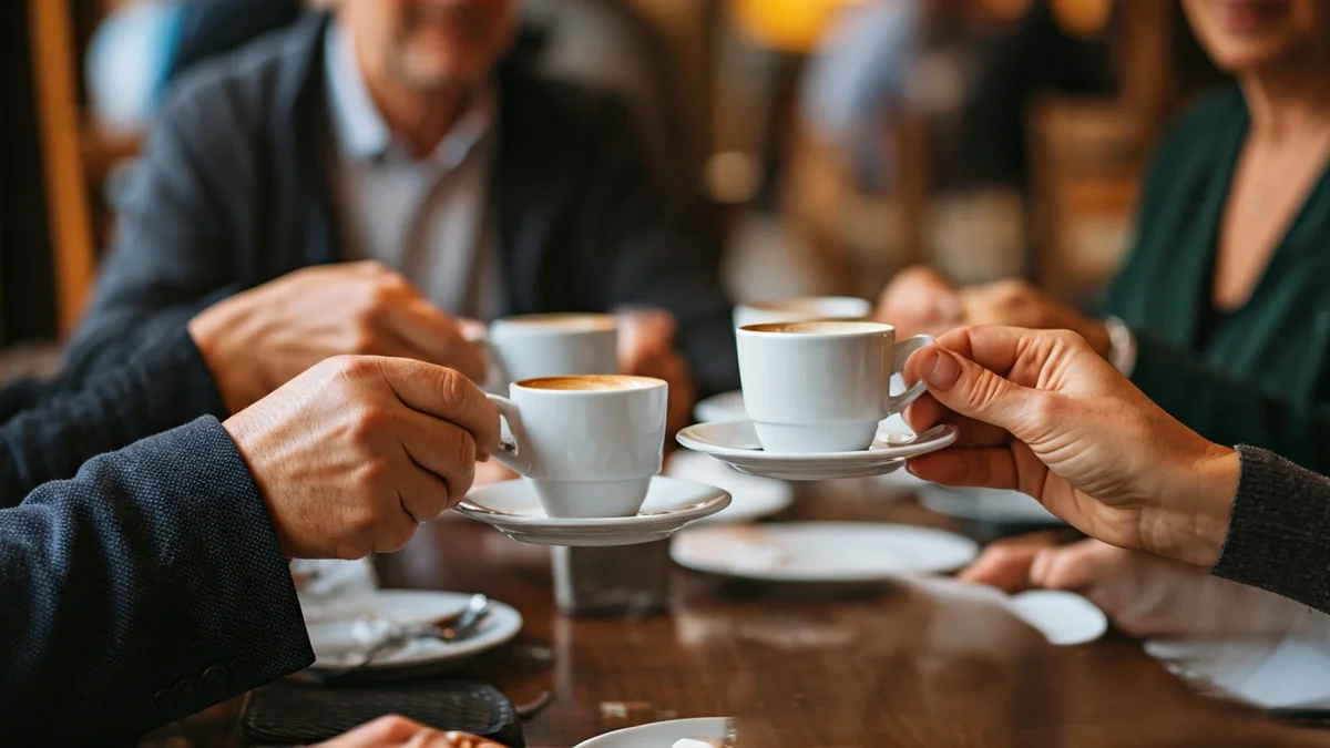 Imatge genèrica de diverses mans, algunes d'elles de persones grans, sostenint tasses al voltant d'una taula de restaurant, simbolitzant la companyia i la lluita contra la soledat.