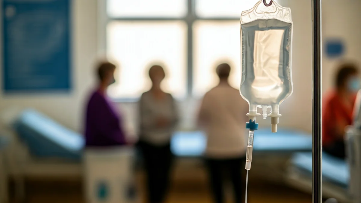 Imagen genérica de una bolsa de inmunoterapia en un hospital de día.