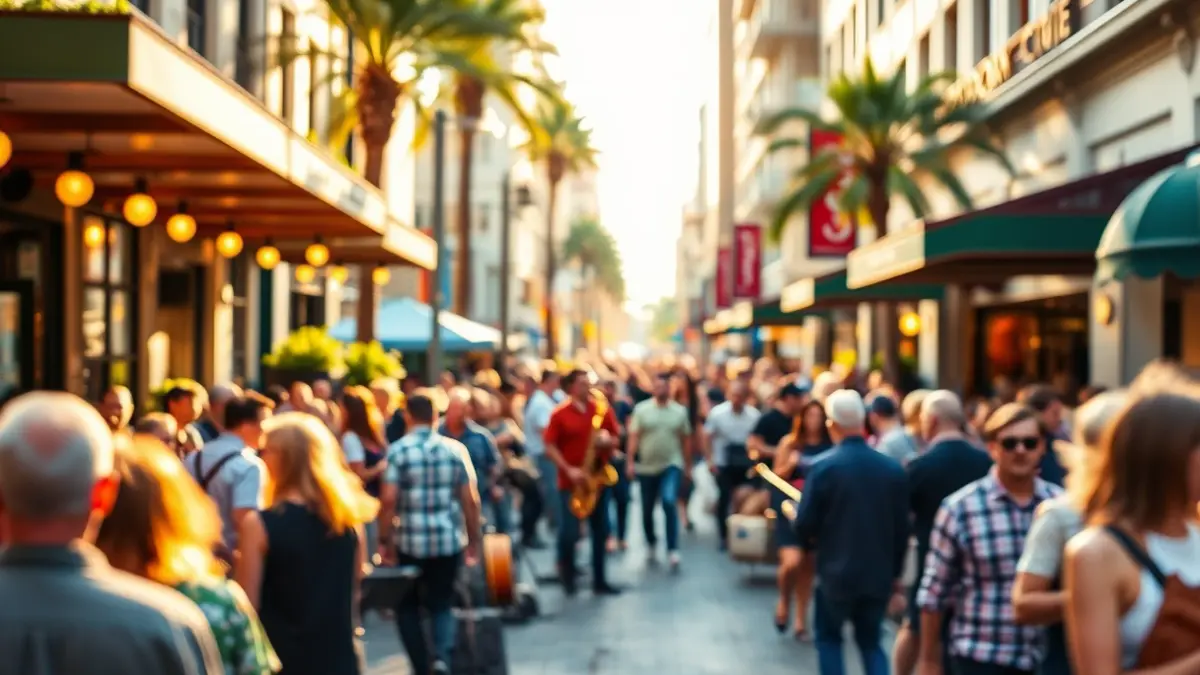 Imatge genèrica d'un concert de jazz a l'aire lliure amb una multitud gaudint de la música.