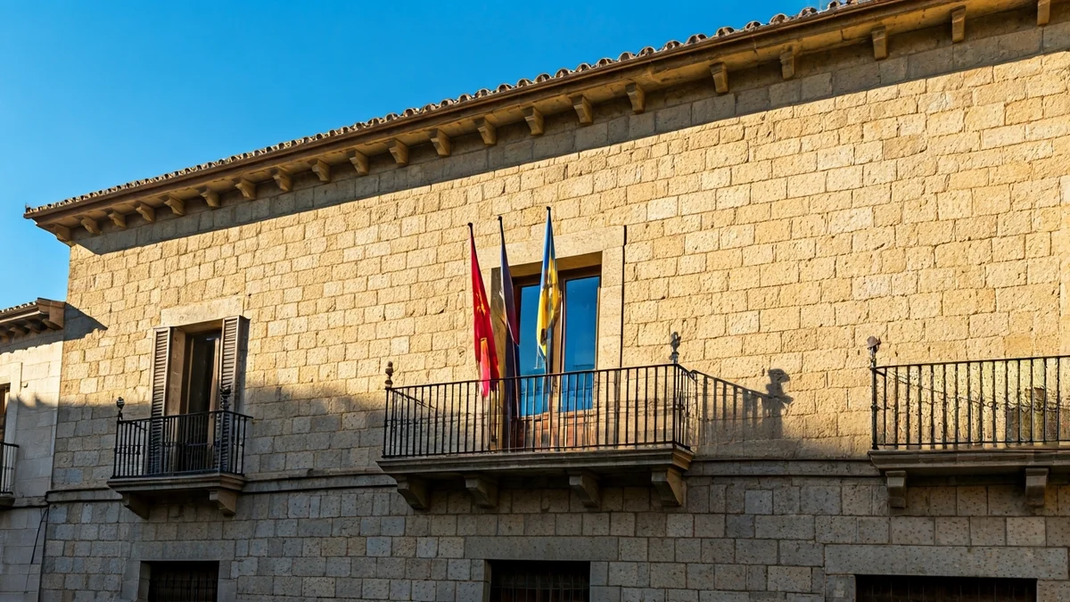 Imagen genérica de la fachada de un ayuntamiento catalán con balcón y barandillas de hierro.
