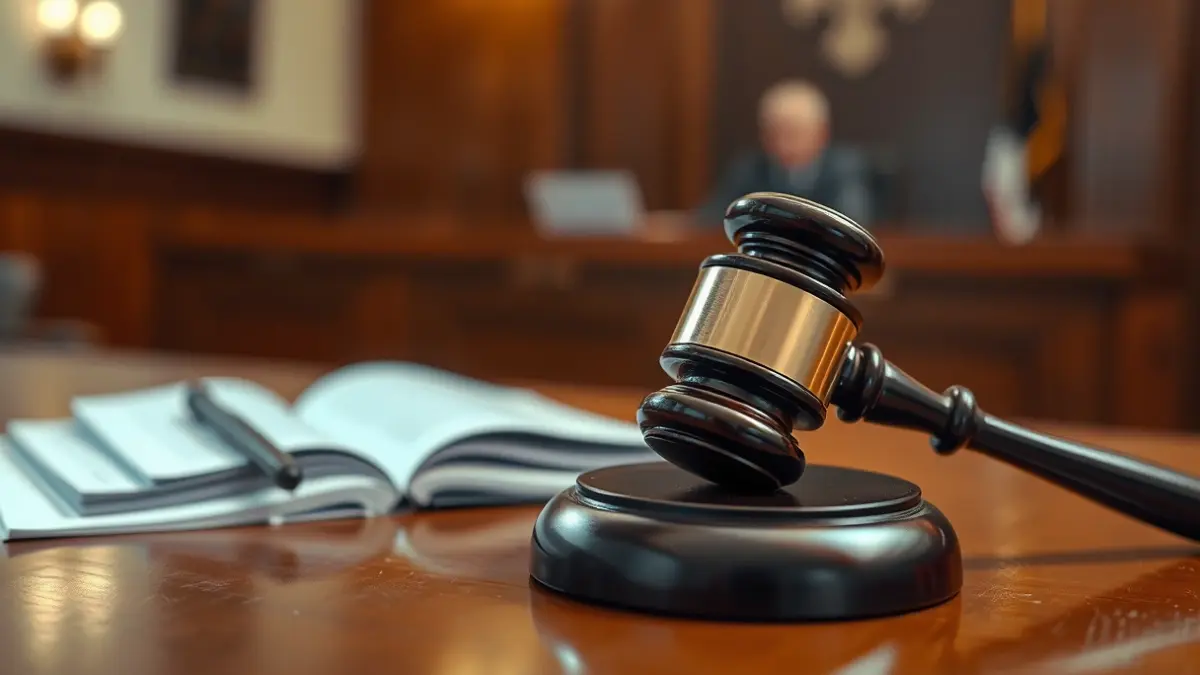 Generic image of a judge's gavel on a wooden desk in a courtroom.