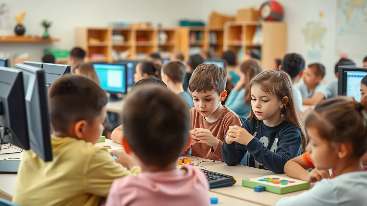 Generic image of children learning programming in a school setting.