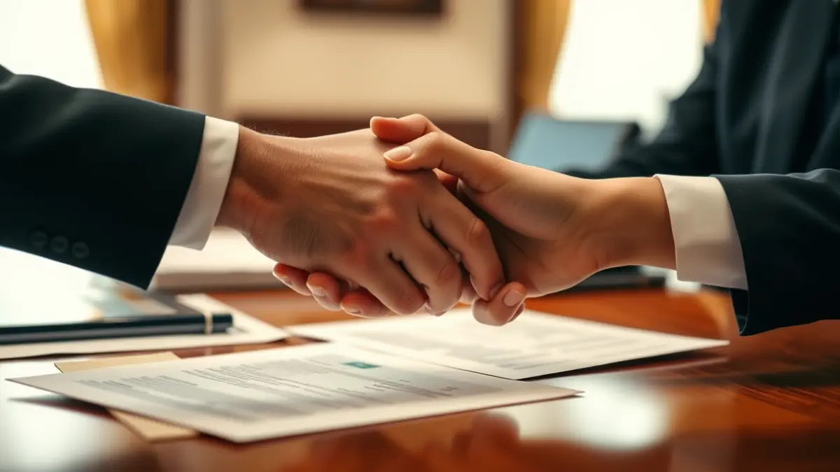 Imatge genèrica de dues mans encaixant sobre un escriptori, simbolitzant un acord polític.