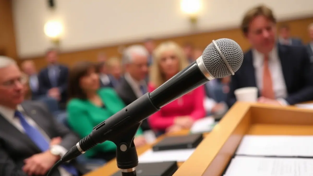 Imatge genèrica d'un micròfon en un faristol, simbolitzant un anunci polític.