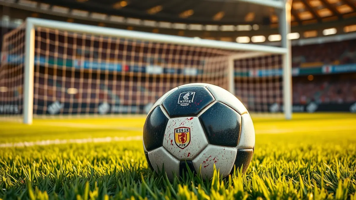 Generic image of a soccer ball on a football pitch