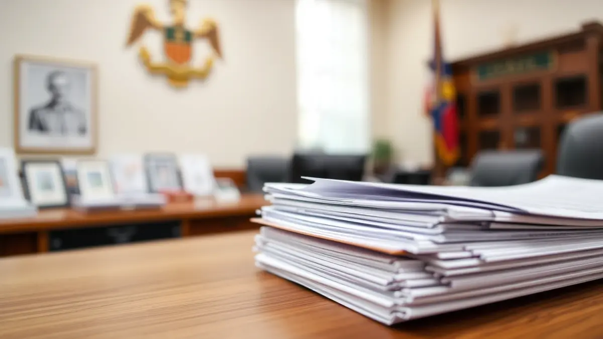 Generic image of official documents on a desk, symbolizing administrative management.