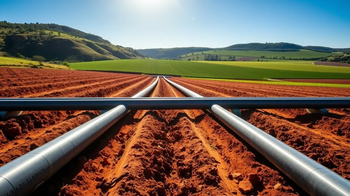 Generic image of irrigation pipes in a rice field