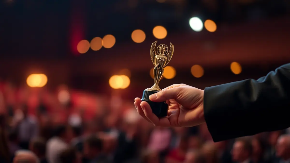 Imatge genèrica d'un premi o reconeixement en un acte públic.