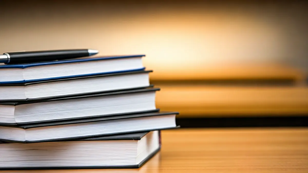 Imagen genérica de libros de texto y una pluma sobre una mesa, simbolizando el ámbito educativo y las negociaciones.