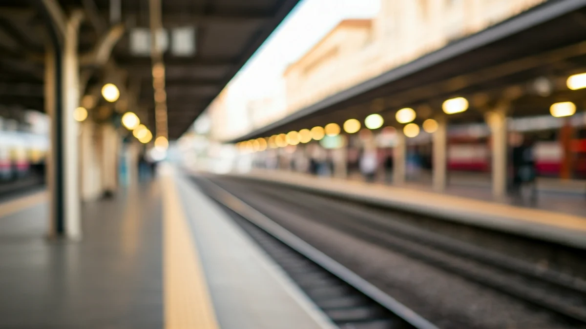 Generic image of a train station with tracks and an empty platform.