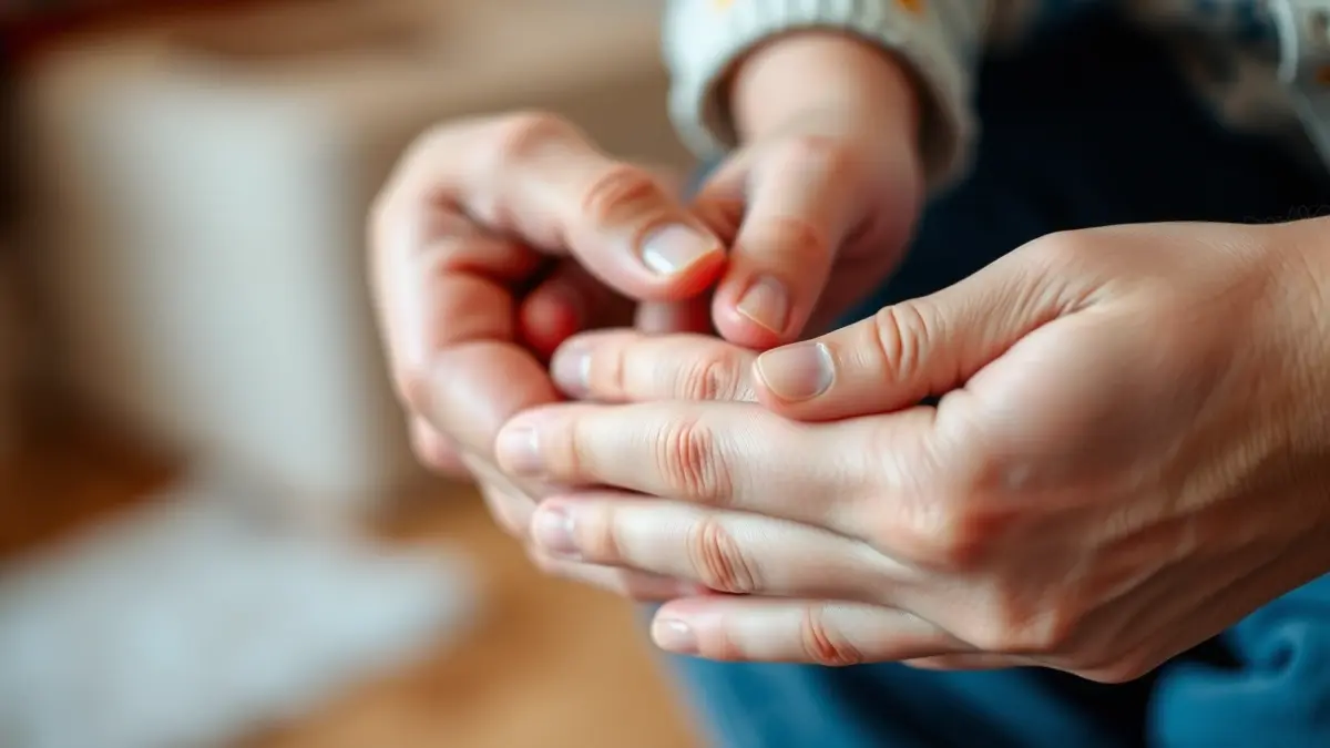Imatge genèrica de mans d'adult i infant tocant-se, simbolitzant un retrobament emotiu.