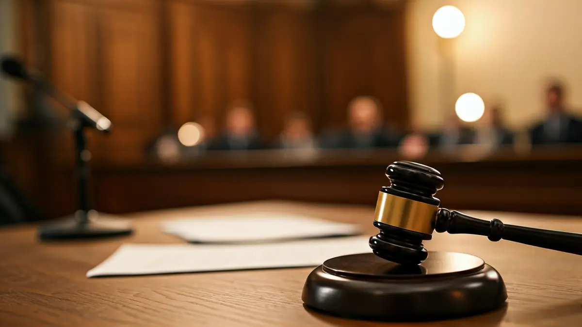 Imagen genérica de un mazo de juez sobre una mesa de madera en un tribunal.