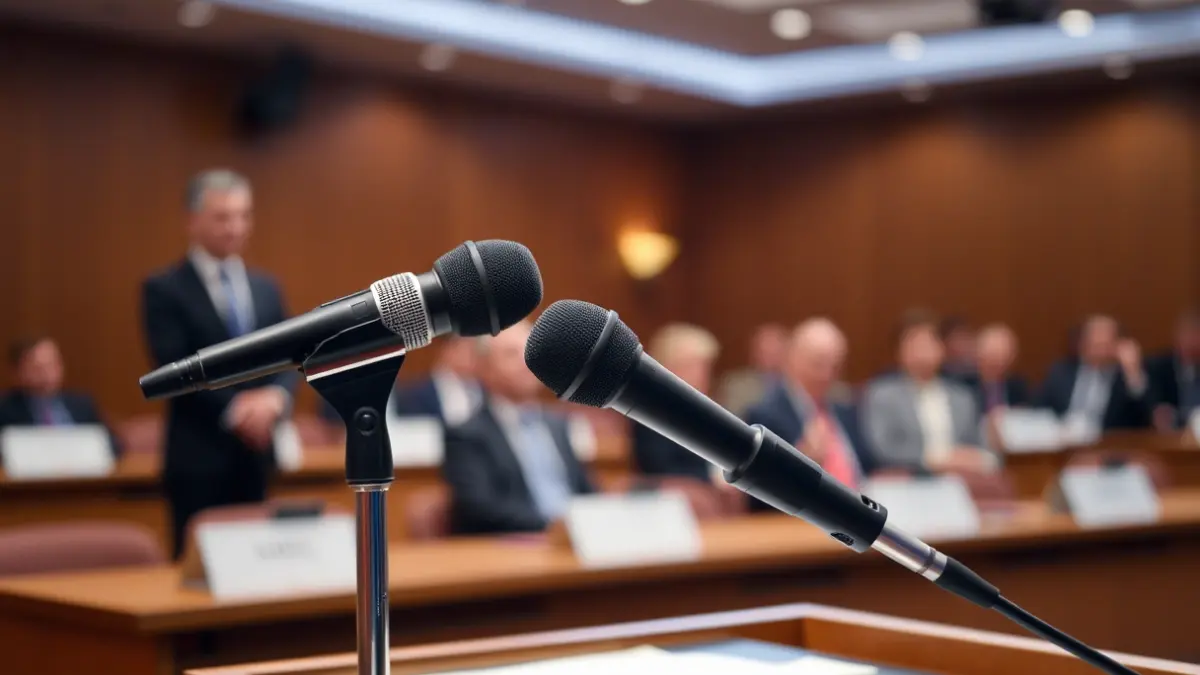 Imatge genèrica d'un micròfon en un faristol durant una jornada política.