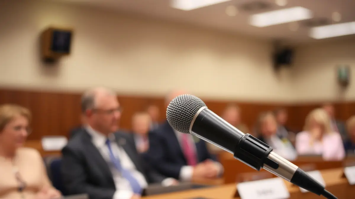 Imatge genèrica d'un micròfon en un faristol, simbolitzant un debat polític o una presentació.