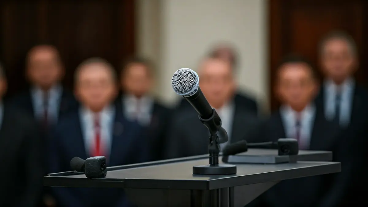 Imatge genèrica d'un micròfon en un faristol, simbolitzant un debat polític.