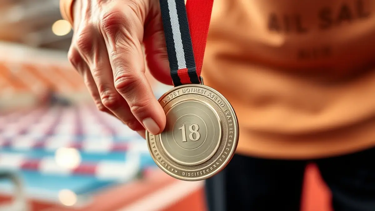 Imatge genèrica de mans d'una persona gran sostenint una medalla esportiva, simbolitzant la longevitat en l'esport.