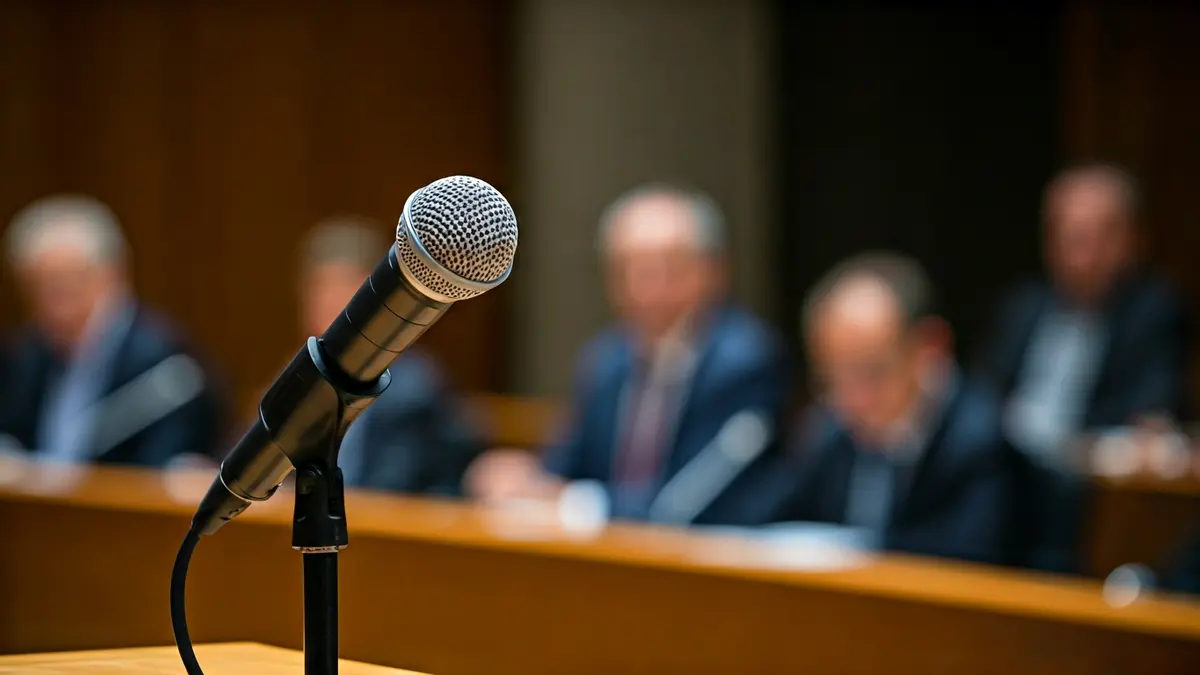 Imatge genèrica d'un micròfon en un faristol, simbolitzant un debat polític.