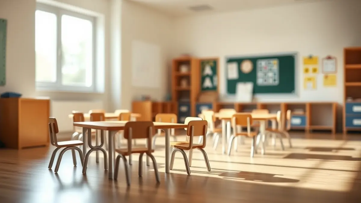 Generic image of an empty early childhood education classroom
