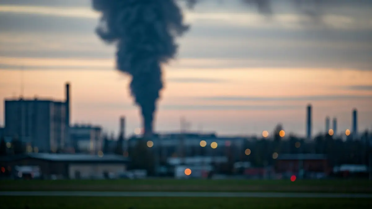 Imatge genèrica d'una columna de fum sobre una zona industrial.