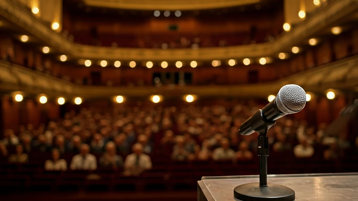 Imatge genèrica d'un micròfon en un faristol, simbolitzant un acte cultural o conferència.