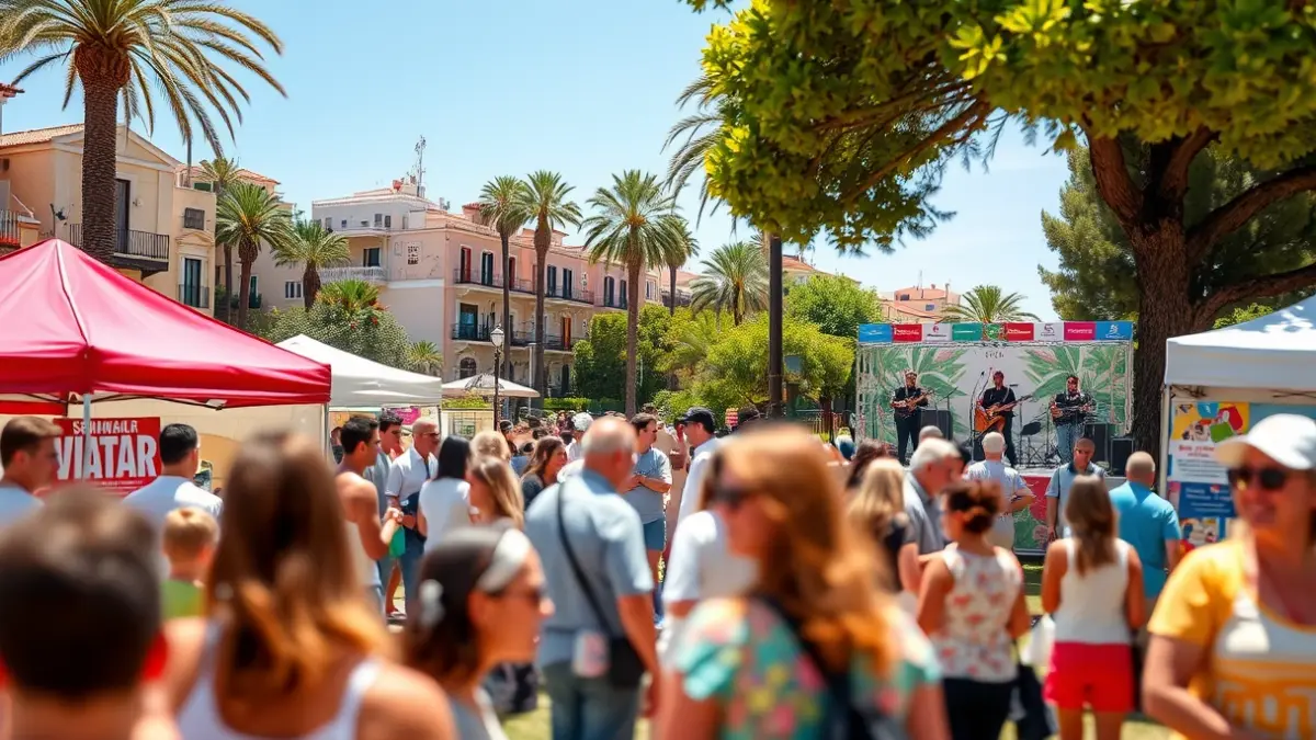 Imatge genèrica d'una fira comunitària a l'aire lliure amb activitats i estands informatius.