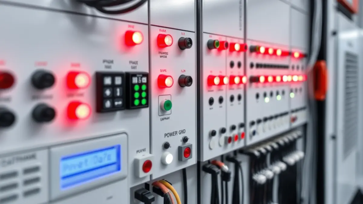 Imagen genérica de un panel de control de red eléctrica con luces parpadeantes.