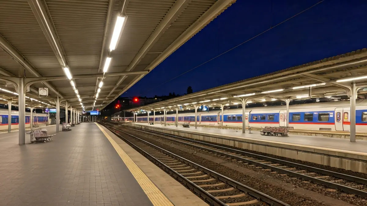 Imatge genèrica d'una estació de tren amb càmeres de seguretat.