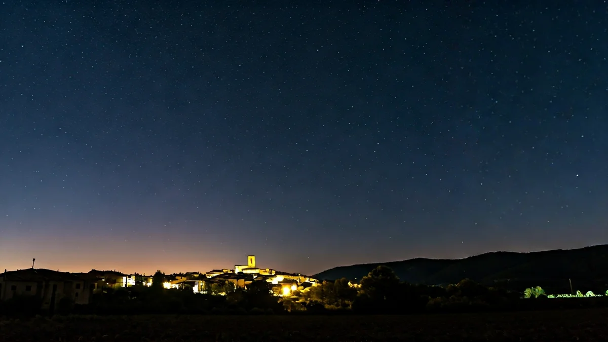 Imagen genérica de un cielo nocturno estrellado sobre un paisaje rural catalán.