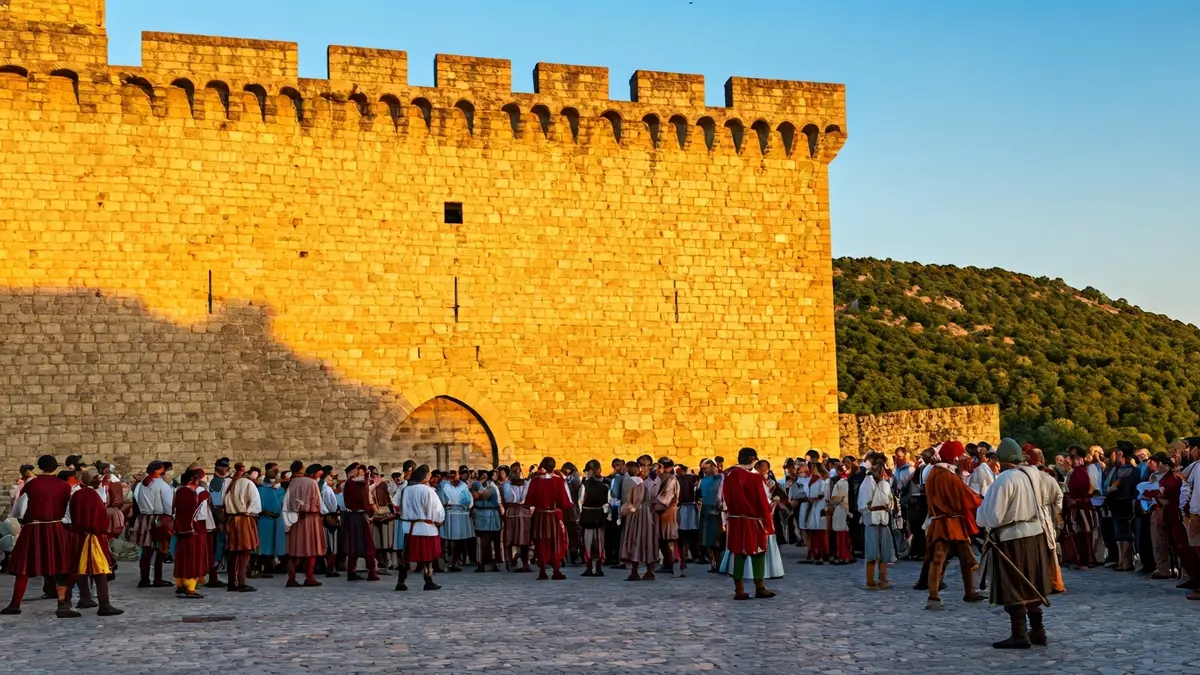 Imagen del Castillo de Gardeny durante la Diada Templera, con recreaciones históricas.