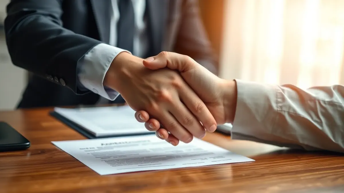 Imatge genèrica de dues mans encaixant sobre un escriptori, simbolitzant un acord o mediació.