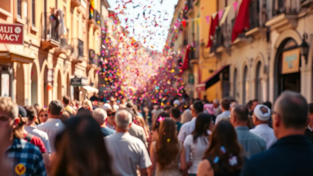 Imagen genérica de una celebración cultural con gente y confeti.