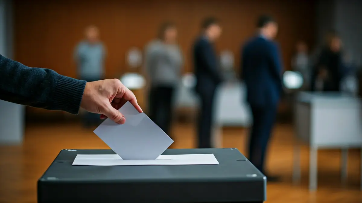 Imagen genérica de una urna de votación con una mano depositando una papeleta.