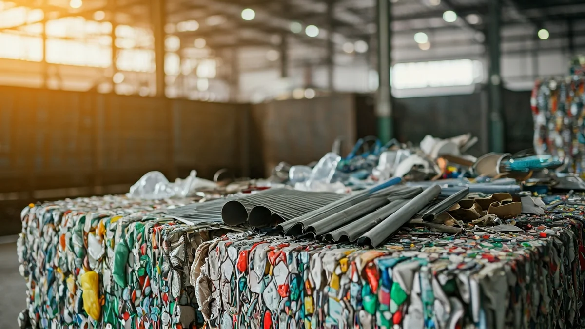 Imatge genèrica de residus classificats per al reciclatge en una planta industrial.