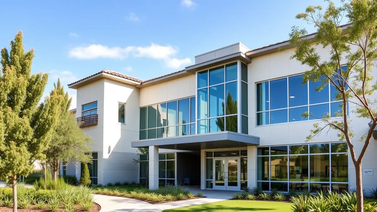 Imatge exterior del nou Centre d'Atenció Primària d'Hostalric, amb disseny modern i sostenible.