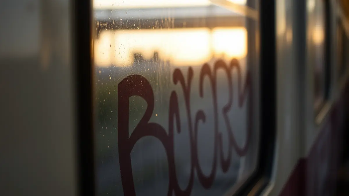 Imatge genèrica d'un tren amb grafitis a la finestra.