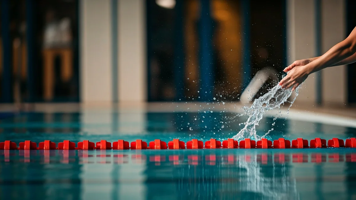 Imatge genèrica d'una mà de nedador tocant la paret de la piscina, amb aigua esquitxant.