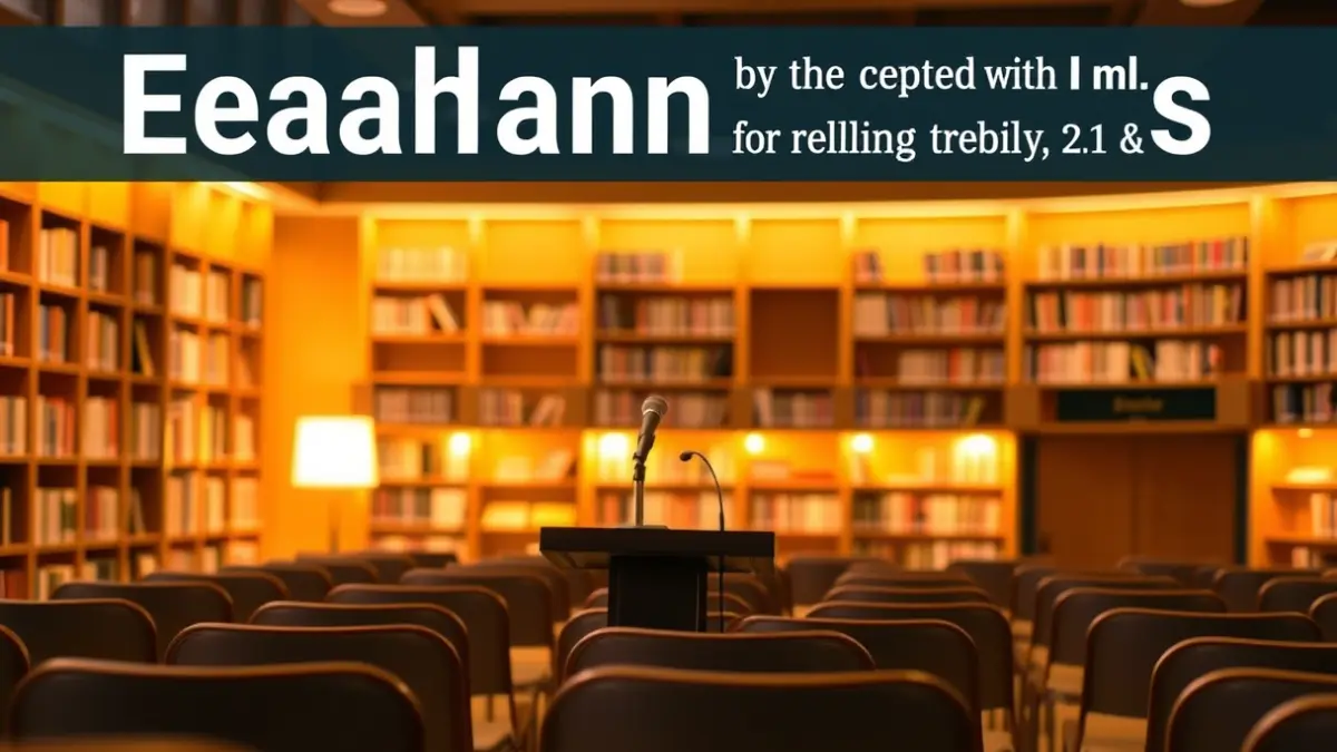 Imagen genérica de un espacio de formación o conferencia con libros y un podio.