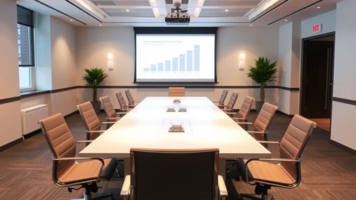 Generic image of a conference room set up for a networking event.