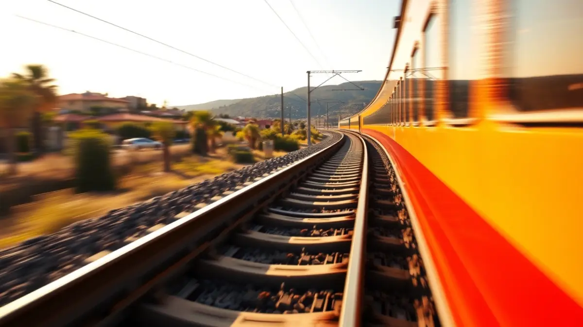 Imagen genérica de vías de tren con movimiento borroso