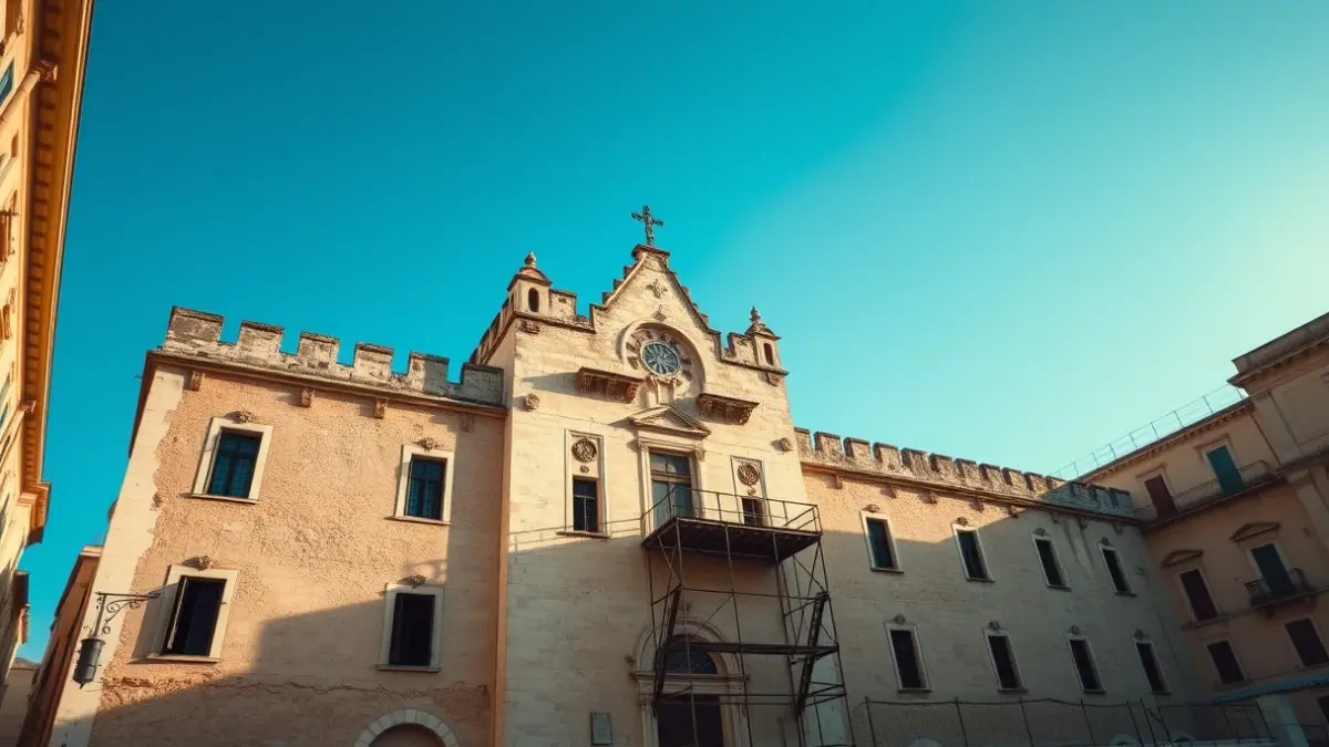 Imatge d'un palau medieval en estat de degradació a Tarragona.