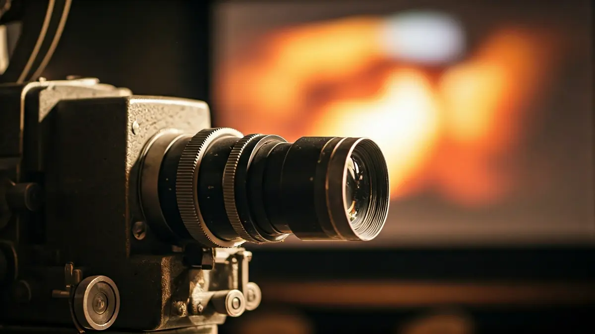 Generic image of a vintage film projector, with a blurred screen in the background.